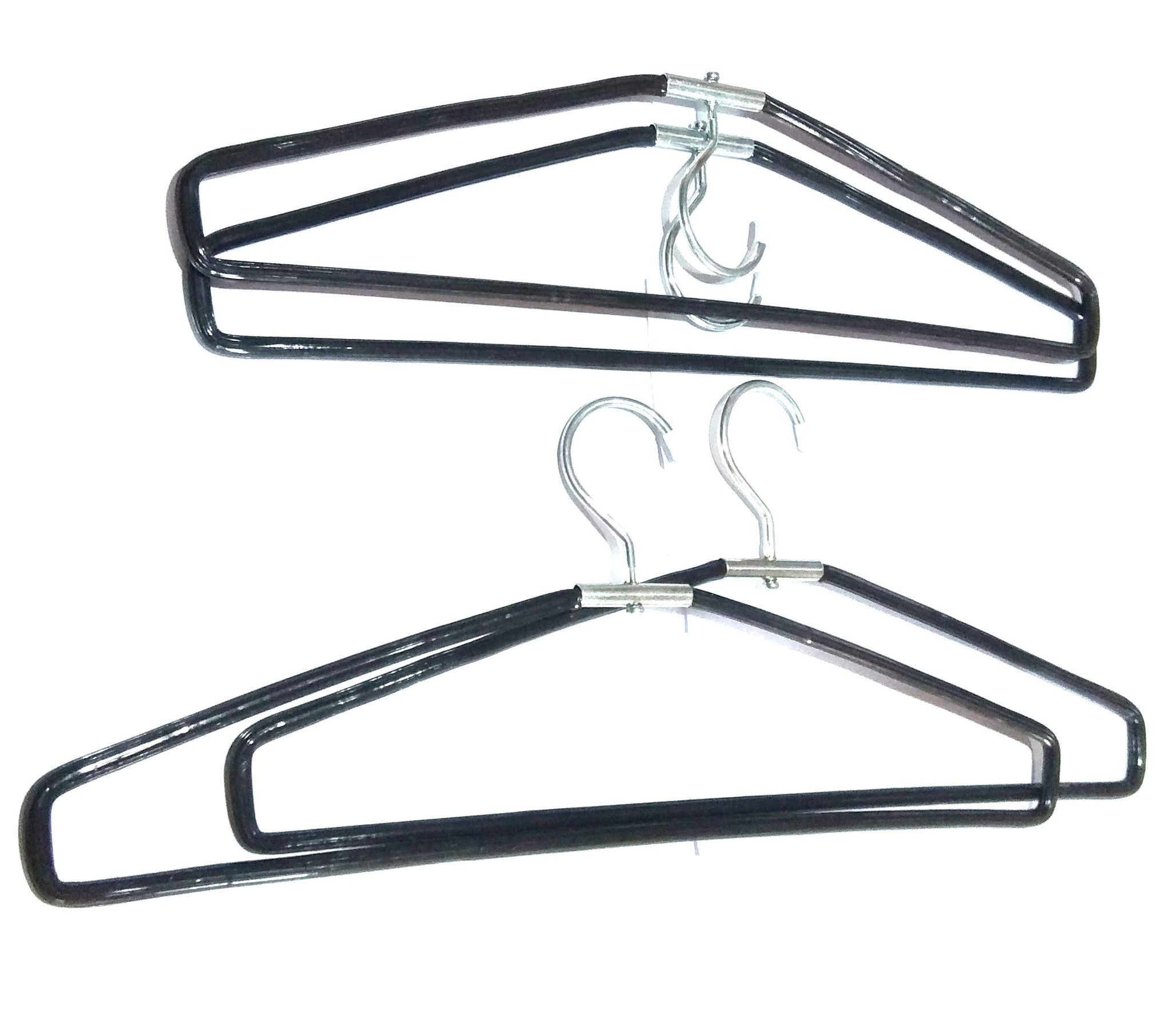 Nawani 4 Pcs Black Heavy Stainless Steel Cloth Hanger with Plastic Coating