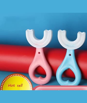 U Shaped Silicone Toothbrush for Kids/ 360 Degree Soft Oral Teeth Cleaning For Baby Infant Toddler Children - 2 to 5 Years, Pack of 2