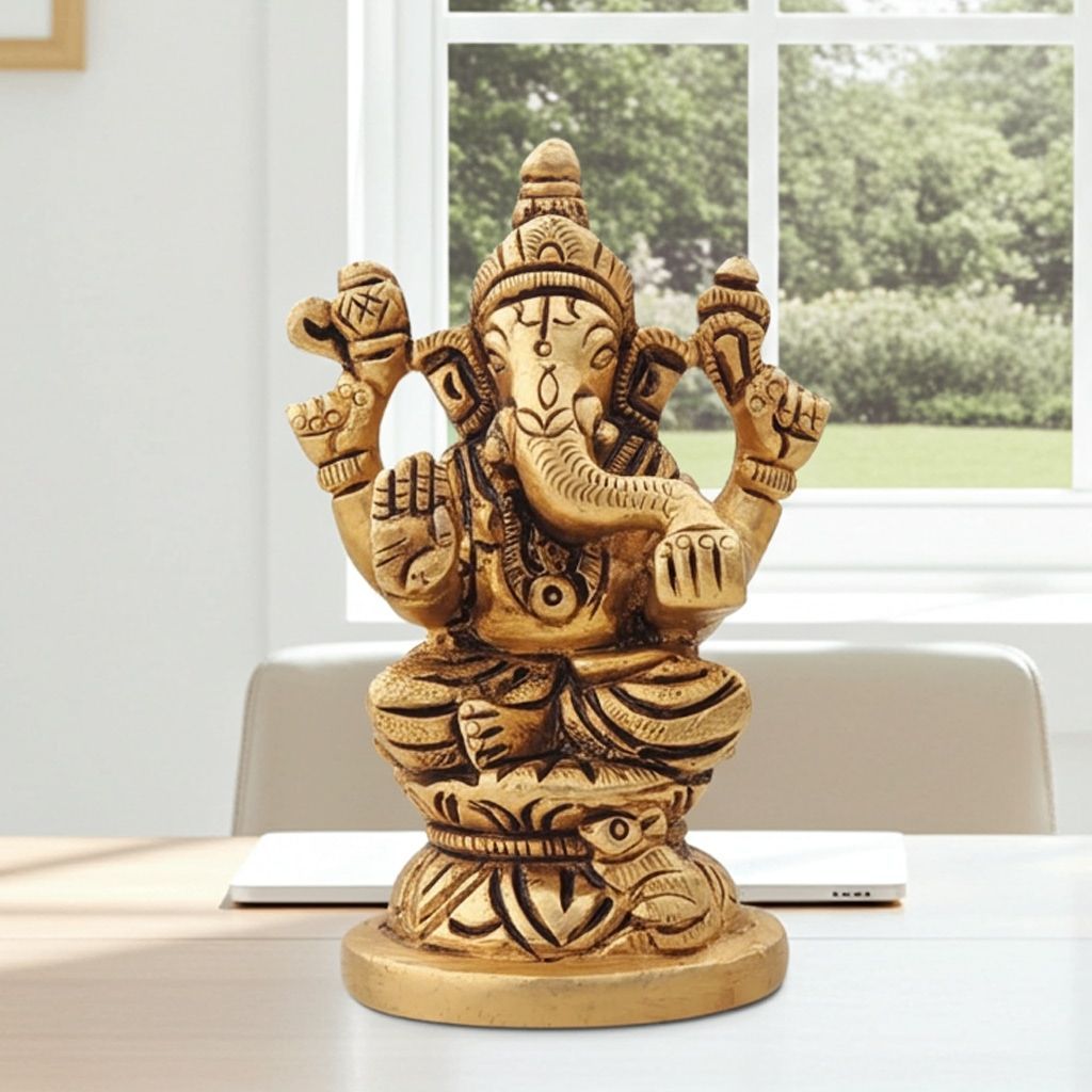 Brass Showpiece Ganesh God Idol Statue (BSMAS1646 G)