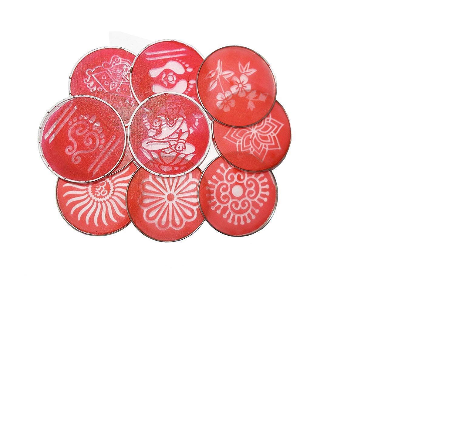 Nawani Rangoli Stencil (19/19 cm, Color and Design As per Availability) - 6 Pieces