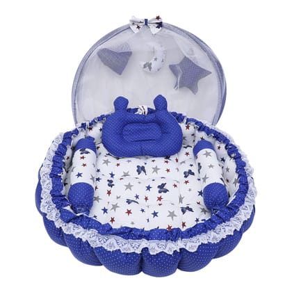 LOREM Multicolor 3 Pillow with Mosquito Protection Net & Round Shape Cotton Baby Bed for 0-1 Year BB19-21 LOREM Multicolor 3 Pillow with Mosquito Protection Net & Round Shape Cotton Baby Bed for 0-1 Year BB19-21