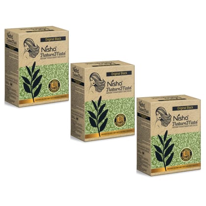 Nisha Nature Mate Henna Based Hair Colour Original Black 60gm Pack of 3, No Ammonia, No Resorcinol, 100% Grey Coverage Nisha Nature Mate Henna Based Hair Colour Original Black 60gm Pack of 3, No Ammonia, No Resorcinol, 100% Grey Coverage