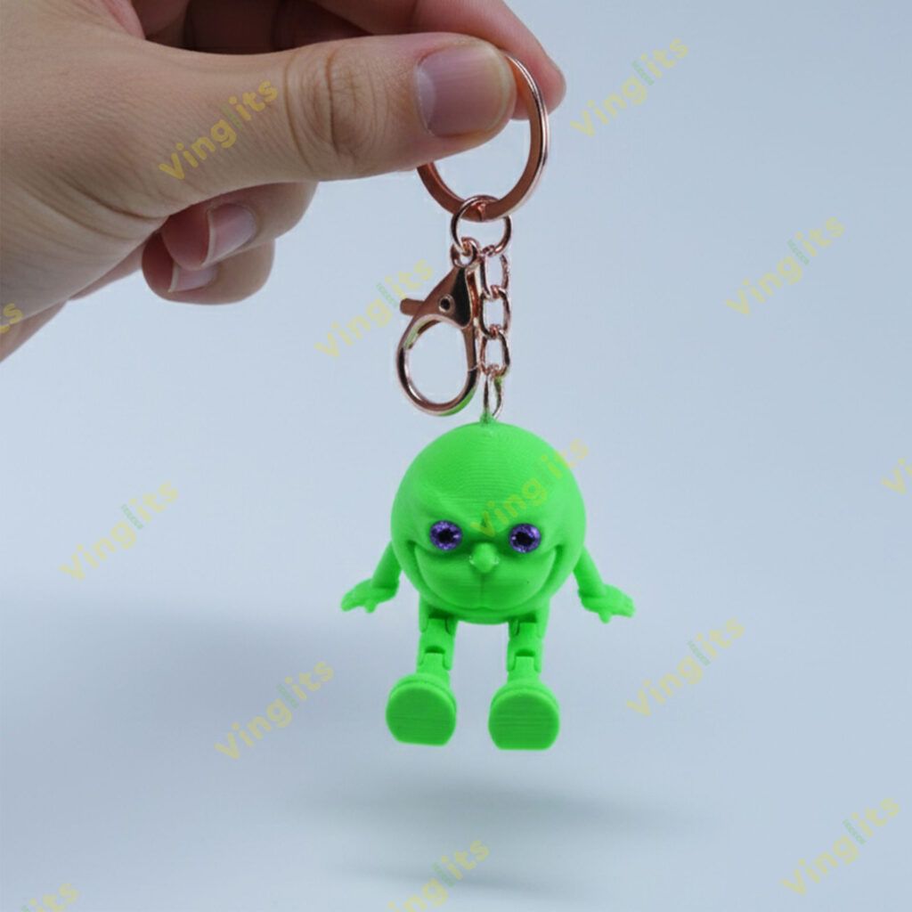 Vinglits Fantasy Shelf 3D Printed Keychains – Articulated Animal Toys, Pocket-Friendly Keyrings, Stress Relief Desk Toys for Kids & Adults, Collectible Accessories (Grinch- Grofy, Medium)