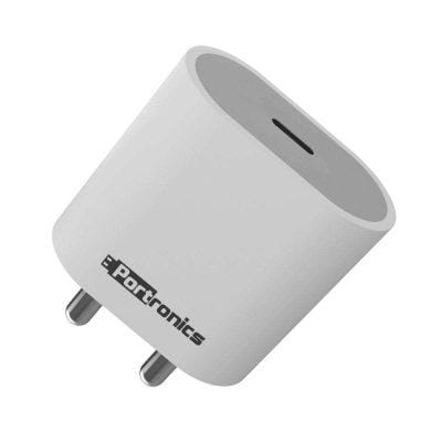 Portronics Adapto 20 Type C 20W Charger Adapter for Android ,iPhone 14/14 Plus/ 14 Pro/ 14 Pro Max, iPhone 13/13 Pro/13 Pro Max/13 Mini, 12/12 Mini/ 12 Pro Max, iPhone 11 Series with PD 3.0 (White)