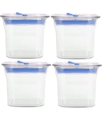 HomePro Fabio Airtight Transparent storage Plastic container pack of 4, Square, 600ml, Blue