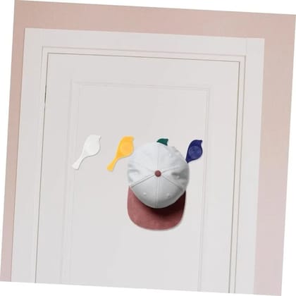 AviaryAdhere: Self-Adhesive Bird Hooks - Multipurpose Wall-Mounted Hooks for Towels, Hats, Coats, and More -4 PC Set (Mix Color)