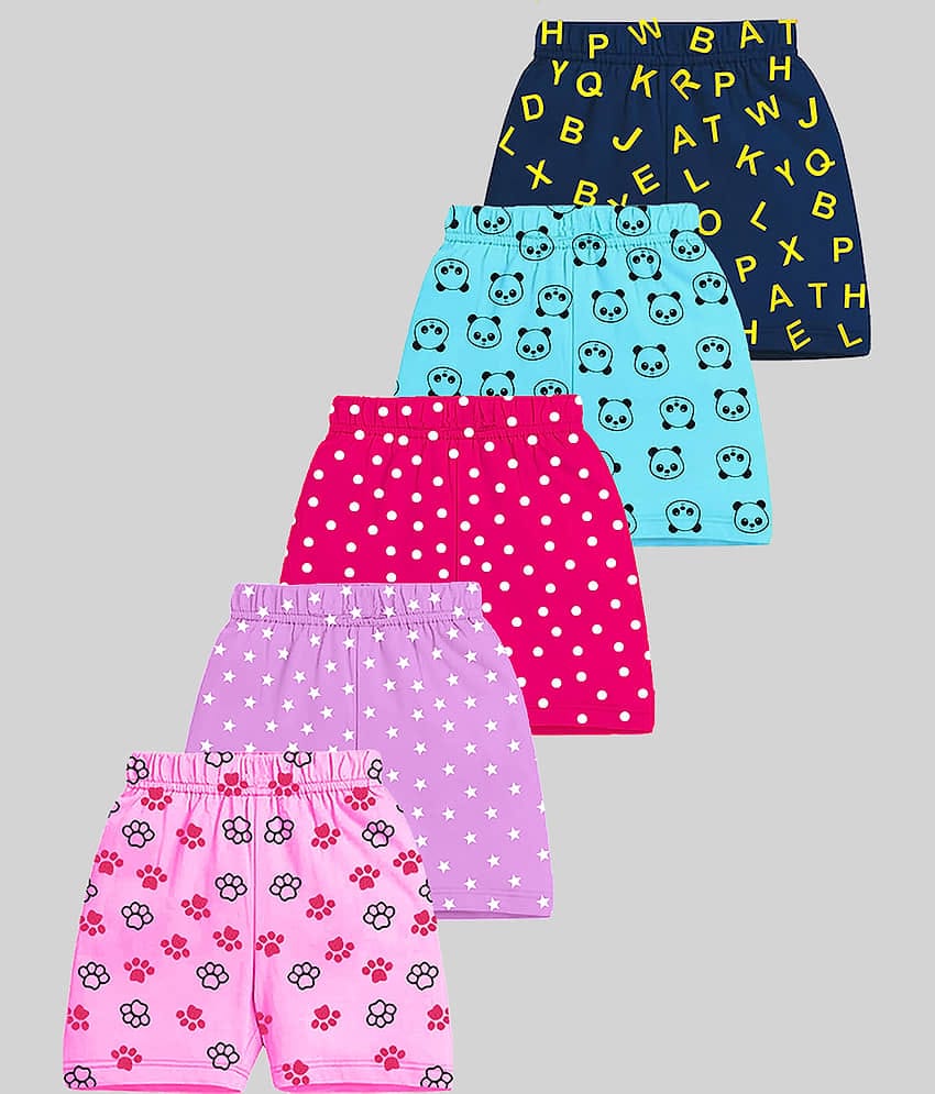 Kuchipoo Pack of 5 Girls Cotton Blend Shorts ( Multicolor 2 )