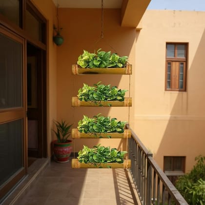 Bamboo Planters with Adjustable Rope Bamboo Planters with Adjustable Rope