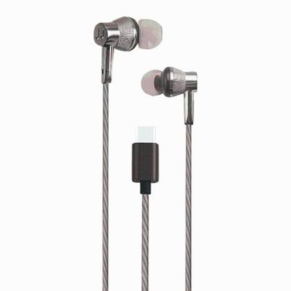 Walta Elite Trot in-Ear Type C Wired Earphone with Mic and Deep Bass HD Sound Mobile Headset with Noise Isolation, Grey