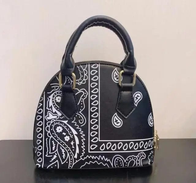 Fashion Leather Tote Bag for Women Bandana Print Handbag