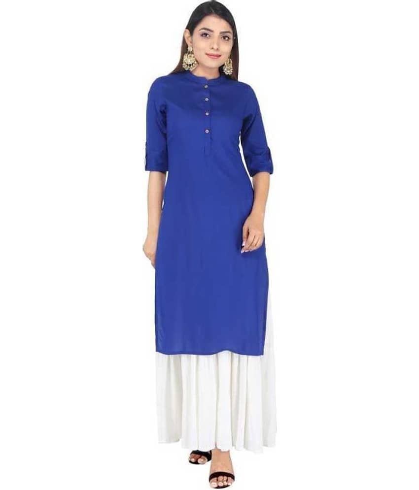 SIPET Blue Rayon Straight Kurti