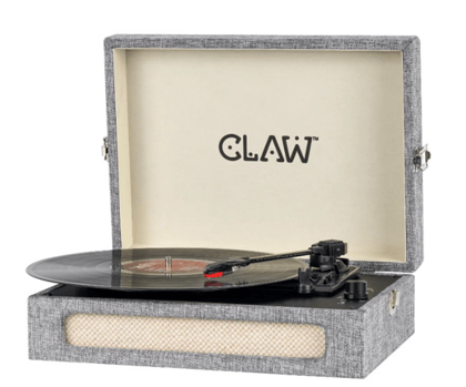 Claw Stag Retro - Bluetooth Turntable with Built-In Stereo Speaker, USB Recording and Play Buttons (Grey)