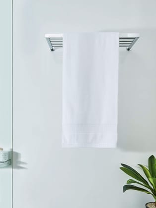 DDECOR - Ecosoft Collection 100% Cotton Bomboo Plains And Textures Pattern 500TC Bath Towel |75 CM X 150 CM| - White