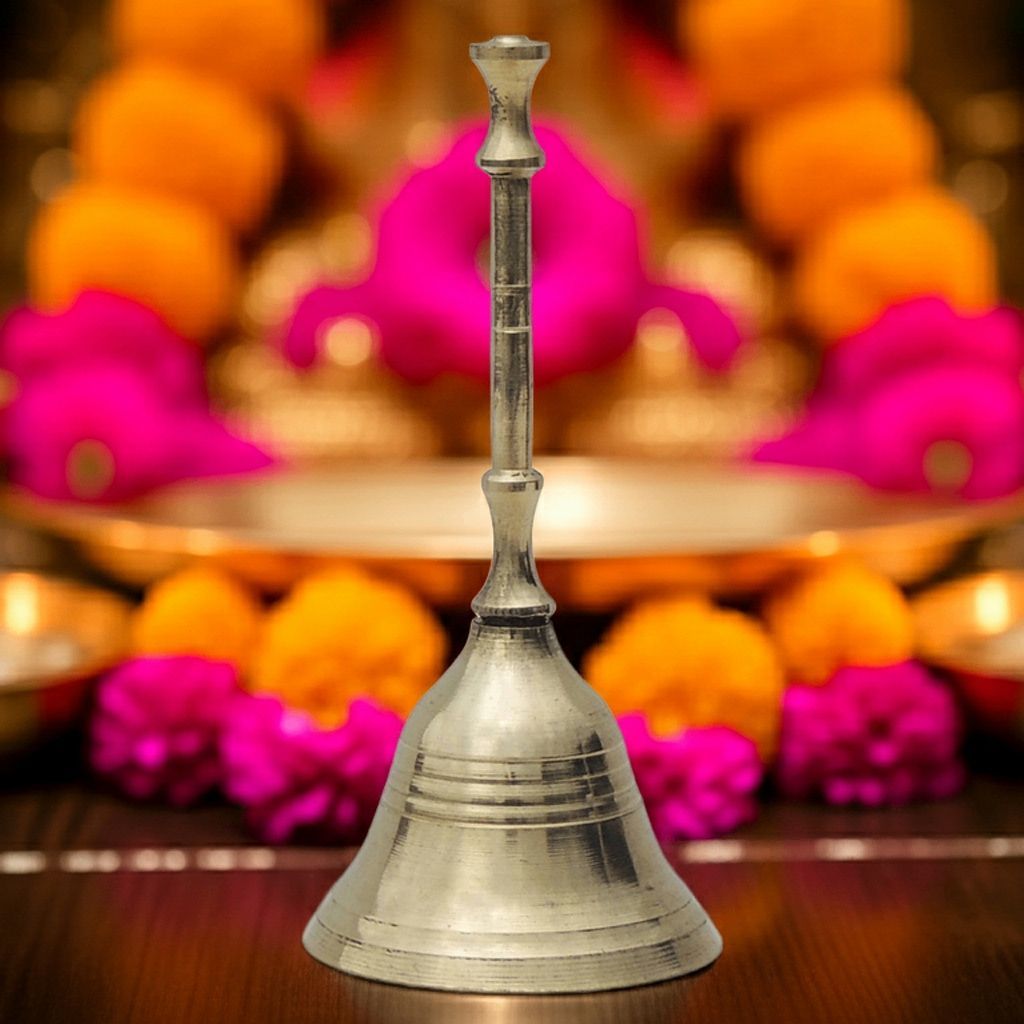 Brass Round Temple Puja Bell No. 2, Height : 4 Inch (ZMAS183 B)