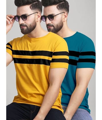 AUSK Pack of 2 Cotton Blend Regular Fit Men's T-Shirt ( Black )