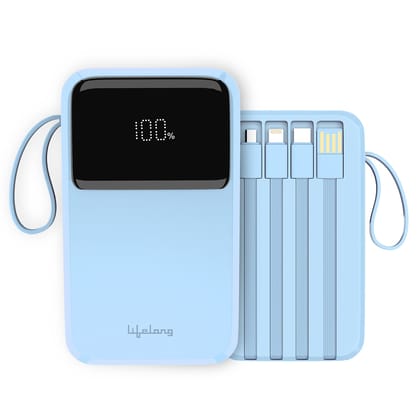Lifelong Electronics 20000mAh 22.5W Fast Charging Power Bank | 3 Inputs (1 Built-in USB A Cable + 1 C + 1 Lightning Port) & 6 Outputs (3 Built-in Cables + 1 C + 2 A Port) | Small Pocket Size Powerbank Lifelong Electronics 20000mAh 22.5W Fast Charging Pow Lifelong Electronics 20000mAh 22.5W Fast Charging Power Bank | 3 Inputs (1 Built-in USB A Cable + 1 C + 1 Lightning Port) & 6 Outputs (3 Built-in Cables + 1 C + 2 A Port) | Small Pocket Size Powerbank Lifelong Electronics 20000mAh 22.5W Fast Charging Pow