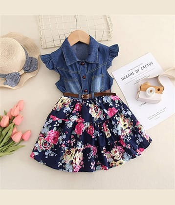 Arshia Fashions Cotton Blend Shirt Dress For Girls ( Pack of 1 , Blue )