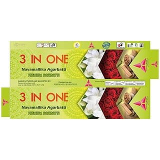 Navamallika Agarbatti 3 In 1 Chandan, Mogra, Rose (45, Set Of 3)