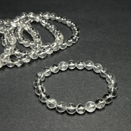High Clarity Clear Quartz Crystal Bracelet  (Size - 8.5")