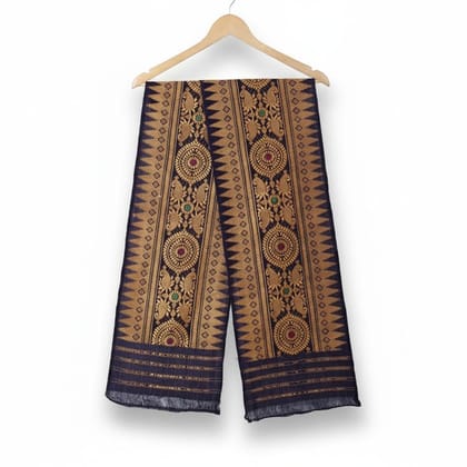 Traditional Woven Dupatta with Gold Motifs