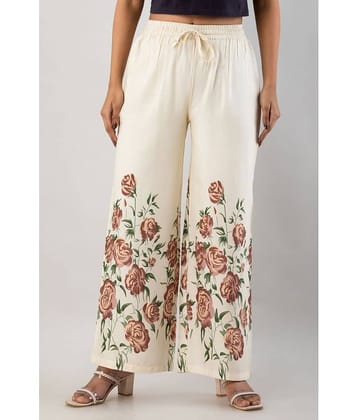 MAUKA - Cream Rayon Women's Palazzo ( Pack of 1 )