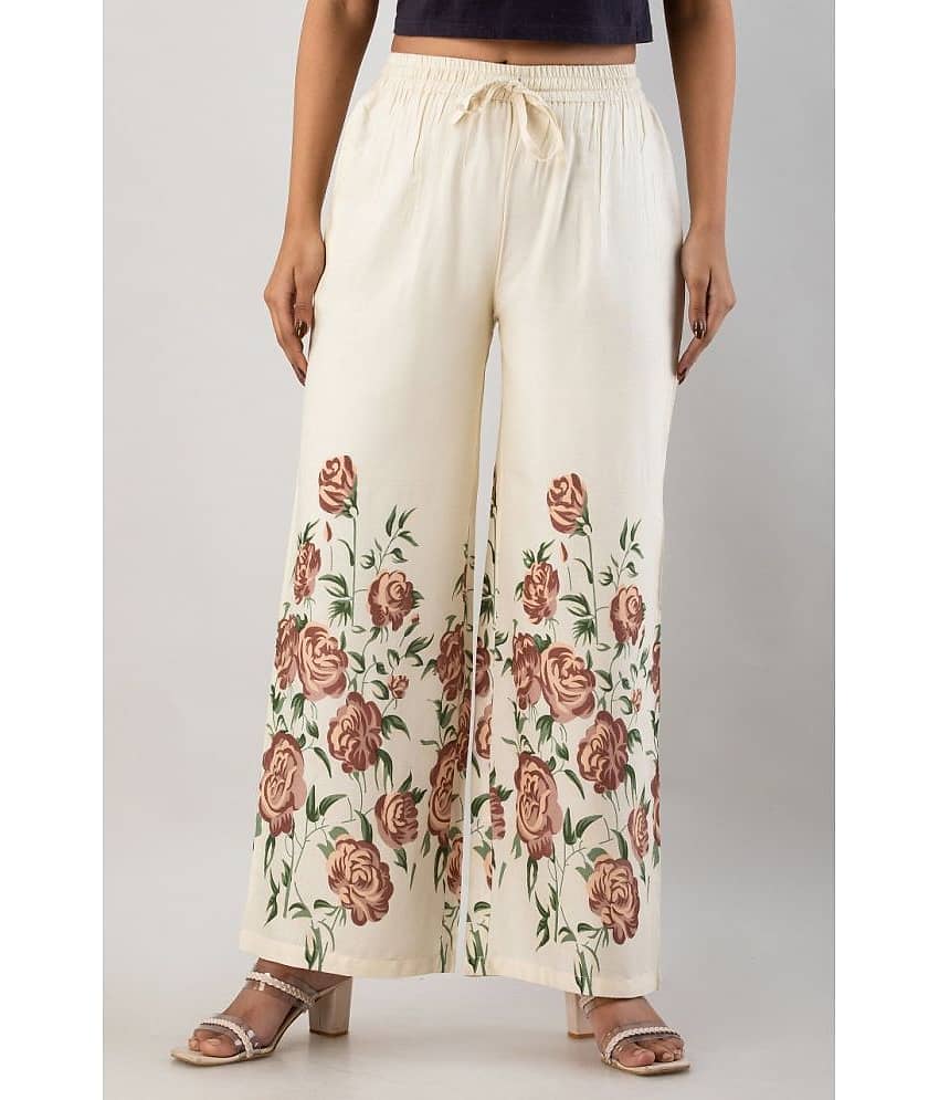 MAUKA - Cream Rayon Women's Palazzo ( Pack of 1 )