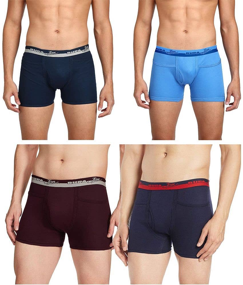 Rupa Jon Multicolor Cotton Men's Trunks ( Pack of 4 )