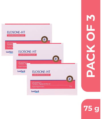 Leeford Elosone-HT Skin Brightening Soap with Turmeric, Papaya & Olive Oil _ Pack of 3 (75g Each)