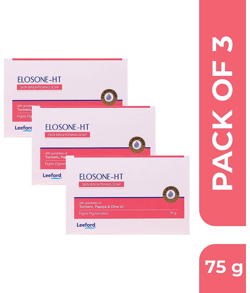 Leeford Elosone-HT Skin Brightening Soap with Turmeric, Papaya & Olive Oil _ Pack of 3 (75g Each)