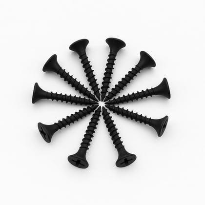 7 x 24 mm Black Drywall Screws (200 Pieces) - Black Phosphated Phillips Drive Screw - 1 Inch Screw - 7 mm Head - Twinfast Fine Thread - Bugle Head - Fixing Wood and Plywood
