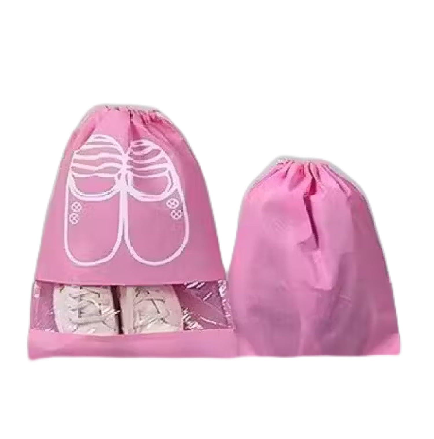 Vibrant Pink Shoe Cover - Durable Travel Shoe Protector with Drawstring Closure Pack of 6 PCS