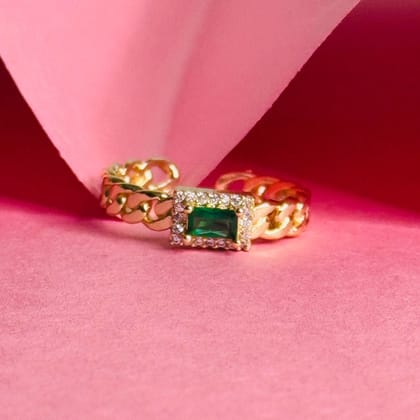 Smitam Jewels Verdant Spiral Ring Green Stone Spiral Adjustable Statement Ring