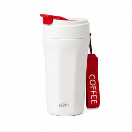 LA VITE 400 ml Double-Wall Glass-Interior Tumbler (2-in-1 Straw + Sipper) LA VITE 400 ml Double-Wall Glass-Interior Tumbler (2-in-1 Straw + Sipper) - White