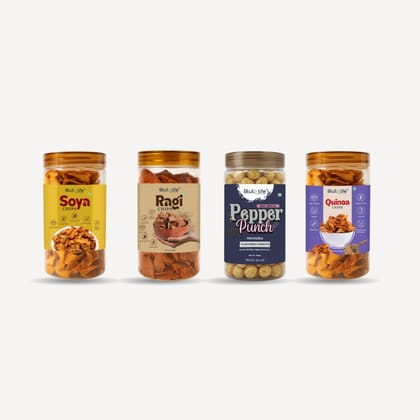 Blute Life Soya + Ragi+ Pepper Punch + Quinoa Masala Chips Combo Blute Life Soya + Ragi+ Pepper Punch + Quinoa Masala Chips Combo