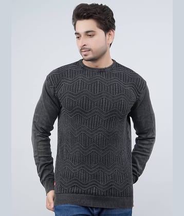 FEVERFEW Cotton Blend Round Neck Men's Full Sleeves Pullover Sweater - Navy Blue ( Pack of 1 )