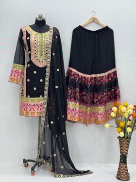 Designer Party Wear Top Plazzo And Beautiful Dupatta