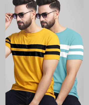 AUSK Pack of 2 Cotton Blend Regular Fit Men's T-Shirt ( Mustard )