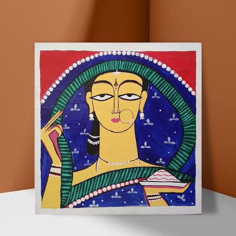 Kalighat Art on MDF Square Board DIY Kit by Penkraft