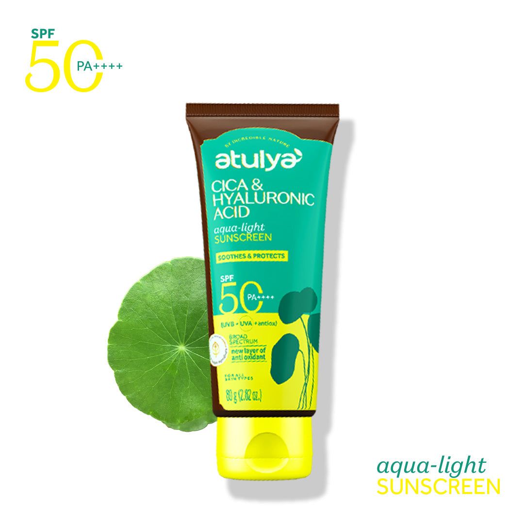 Atulya CICA & Hyaluronic Acid Sunscreen | SPF 50 PA++++ | Aqua-light - 80g