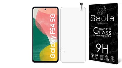 Saola 9H Clear Tempered Glass For Samsung Galaxy F54 5G (Pack Of 1) With Free Installation Kit. Full Screen Coverage - 6.7 Inch Saola 9H Clear Tempered Glass For Samsung Galaxy F54 5G (Pack Of 1) With Free Installation Kit. Full Screen Coverage - 6.7 Inc
