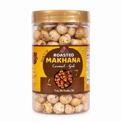 TLN Enterprises Roasted Makhana Caramel Gud (80g, Jar) | Tasty Bhi Healthy Bhi | Ready to Eat Snack