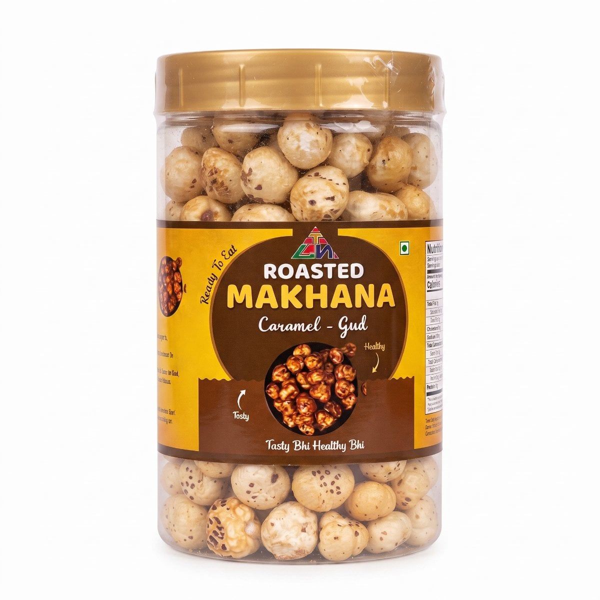 TLN Enterprises Roasted Makhana Caramel Gud (80g, Jar) | Tasty Bhi Healthy Bhi | Ready to Eat Snack