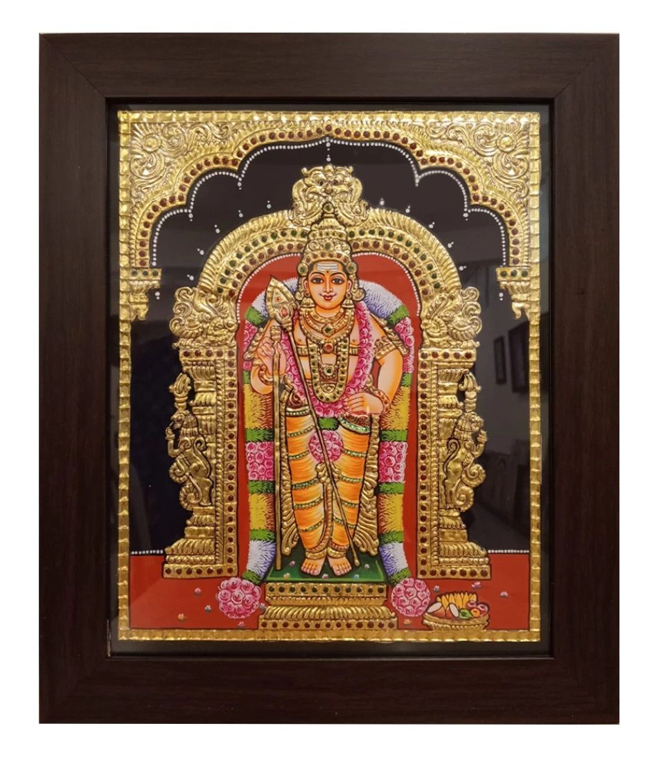 Lord Murugan Traditional Tanjore Painting By Authentic Handcrafted Method (Size 15x12)