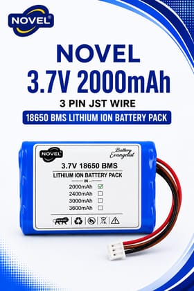 NOVEL 3.7V BMS 18650 LITHIUM ION DUAL BATTERY PACK WITH JST 3PIN- 2000mAh
