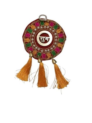 Red Cotton Shubh Labh Door-Hanging  For Home Shubh Labh Door Hanging Latkan for Navratri Decoration, Diwali Pooja, Deepawali decoration, to bring Good luck and prosperity in home. Pack of 2