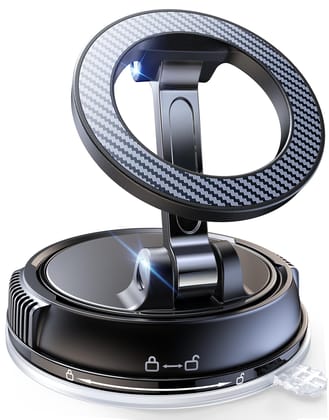 Kingone Car Phone Holder for Magsafe [78+LBS Strongest Suction & 2400gf Strongest Magnetic] 360° Adjustable Car Phone Mount, Cell Phone Holders for Your Car & All Smartphones (Carbon Fiber) black