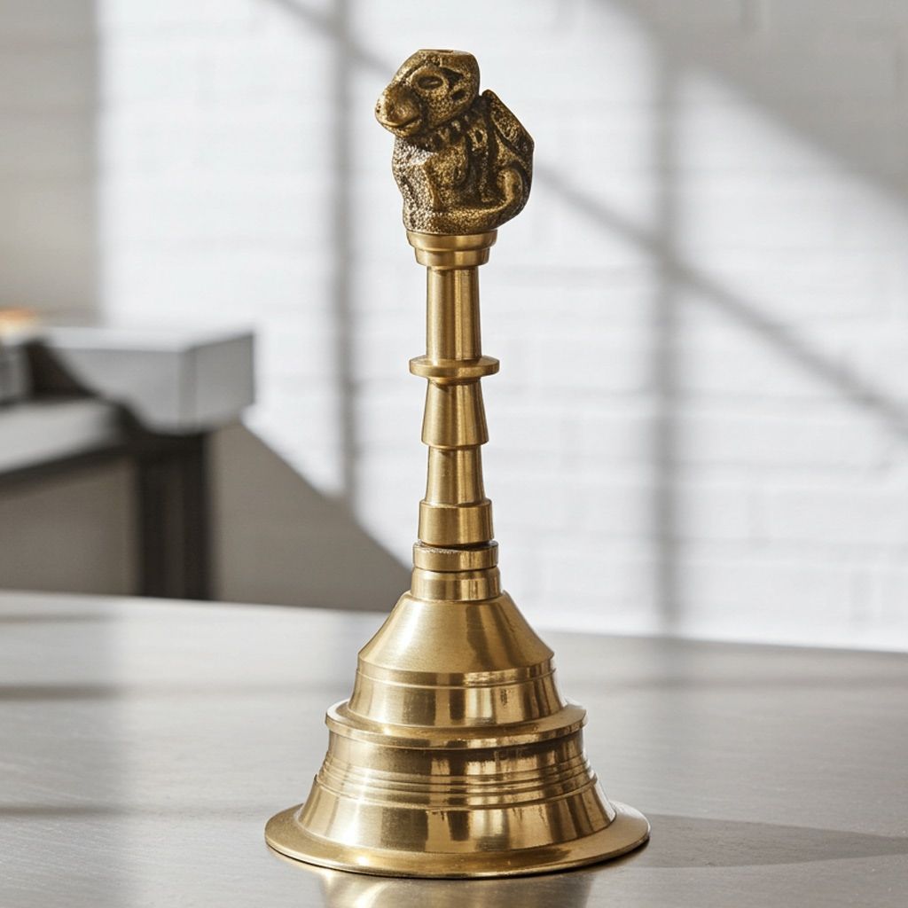 Brass Nandi Hand Bell, Ghanti No. 3, Height : 5 Inch (FMAS666 D)