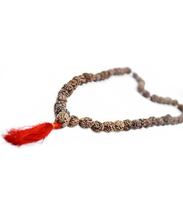 Lab Certified 5 Mukhi Rudraksha Mala for Men/Women Wearing (7mm, 108+1) - Natural Brown Rudraksh Beads