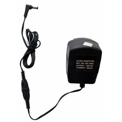 12V 500mA Power Adapter, Power Supply AC Input 200 240 V and Output 12V 500mA for Set Top Box-DTH Box, CCTV System, Router, Other Electronics and IT Gadgets with DC Pin (Black)
