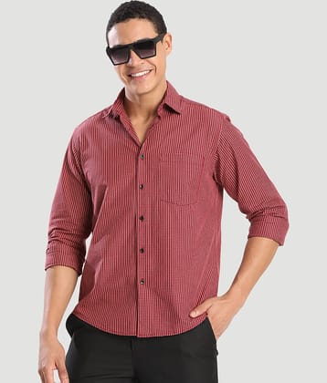 IVOC 100% Cotton Regular Fit Checks Full Sleeves Men's Casual Shirt - Red ( Pack of 1 )